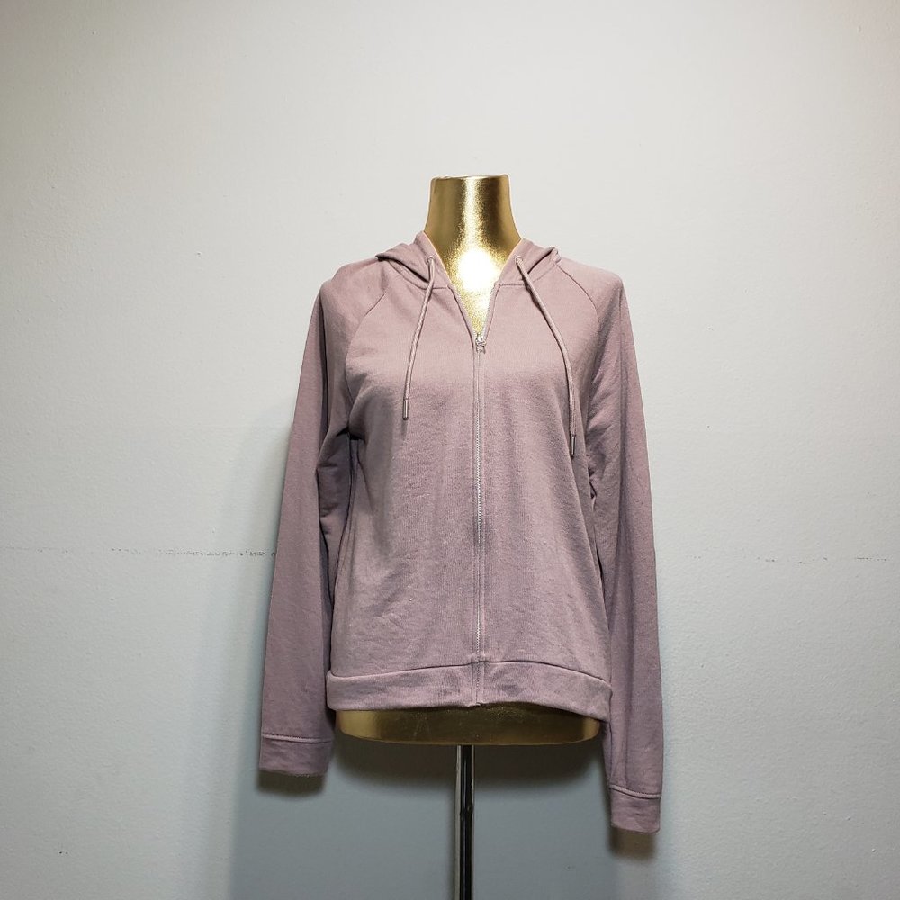 H&M Purple Zip-up Drawstring Hoodie